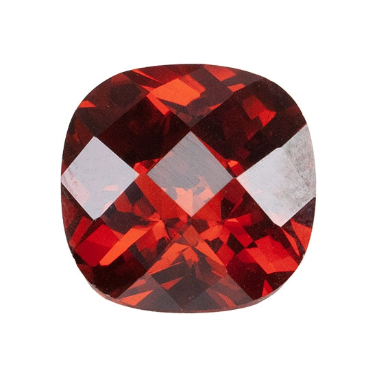 Cubic Zirconia - Hessonite Garnet - Cushion - Checkerboard 12mm