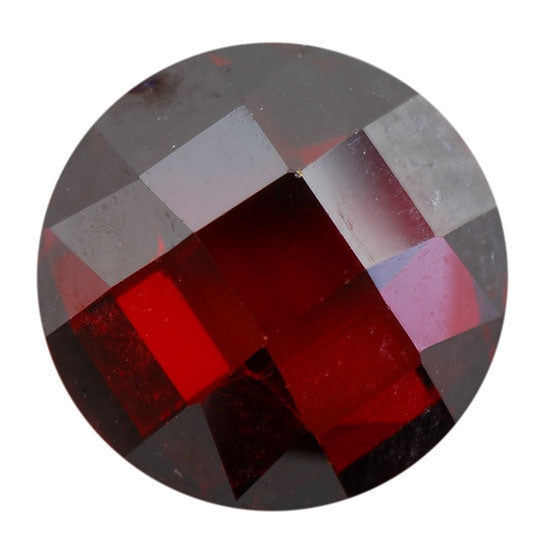 Cubic Zirconia - Hessonite Garnet - Cabochon Round - Checkerboard