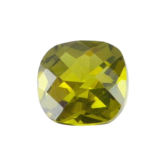 Cubic Zirconia - Olivine - Cushion - Checkerboard