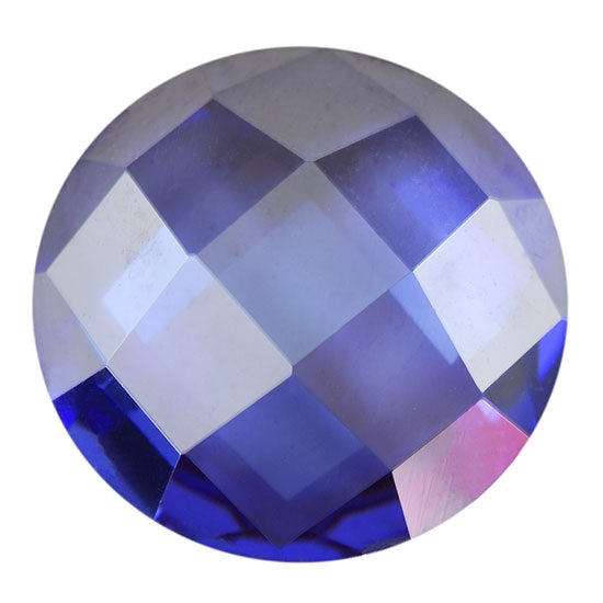 Cubic Zirconia - Tanzanite - Cabochon Round - Checkerboard