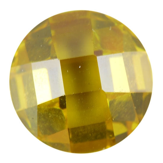 Cubic Zirconia - Yellow Diamond - Cabochon Round - Checkerboard