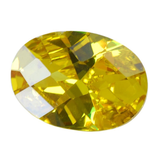 Cubic Zirconia - Yellow Diamond - Oval - Checkerboard