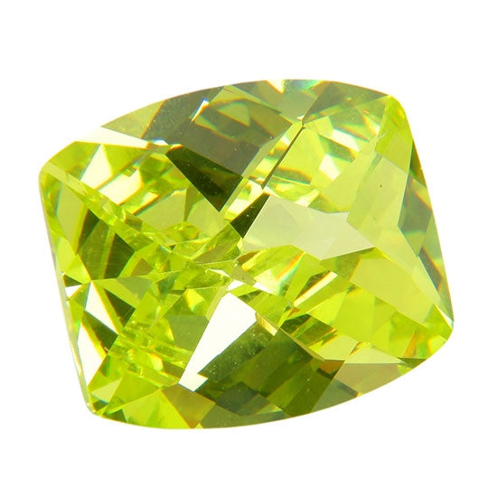 Cubic Zirconia - Green Apple - Barrel - Checkerboard