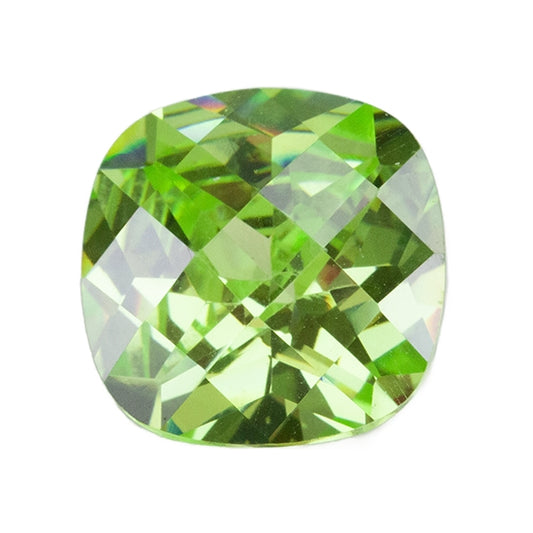 Cubic Zirconia - Green Apple - Cushion - Checkerboard