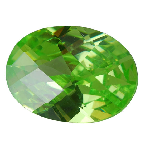 Cubic Zirconia - Green Apple - Oval - Checkerboard