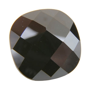 Cubic Zirconia - Jet Black - Cushion - Checkerboard