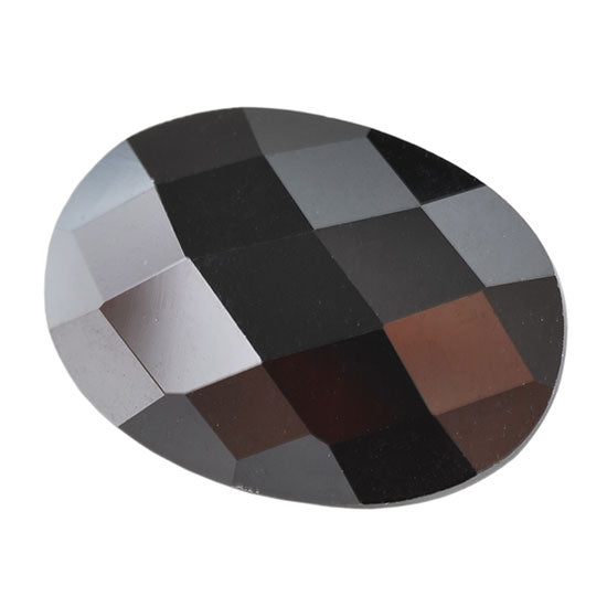 Cubic Zirconia - Jet Black - Oval - Checkerboard