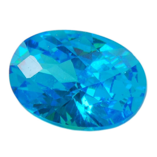 Cubic Zirconia - Blue Topaz - Oval - Checkerboard