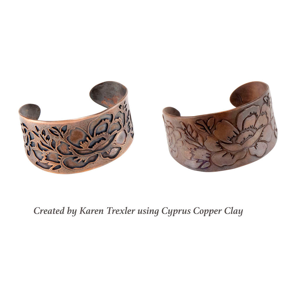 cyprus copper clay cuffs by karen trexler using Jewelry Shape Template - Garden Rose Cuff