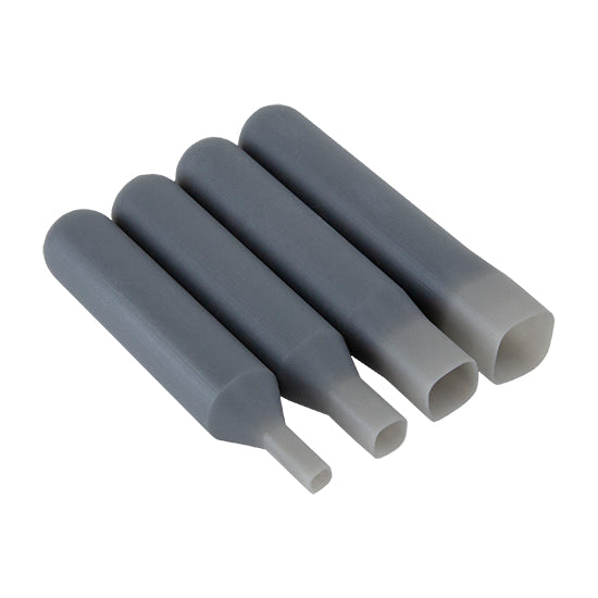 set of 4 gray plastic Stone Setting Punch - Cushion Set stones the easy way! Perfect for metal clay and polymer clay. Each Stone Setting Punch is perfectly calibrated for setting a specific sized stone in clay. Don't waste the punchings, save for a project and use as embellishments. Punch is 2-3/8" long