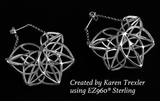 Delicate Element Texture - Lotus EZ960 sterling silver earrings by karen trexler