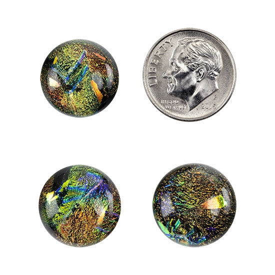 3Dichroic Cabochons - Gold Medium - 12mm to 16mm with dime