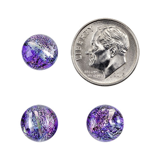 3 Dichroic Cabochons - Pink Small - 6mm to 10mm with dime