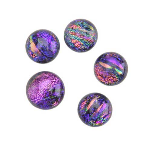 5 Dichroic Cabochons - Purple Small - 6mm to 10mm 