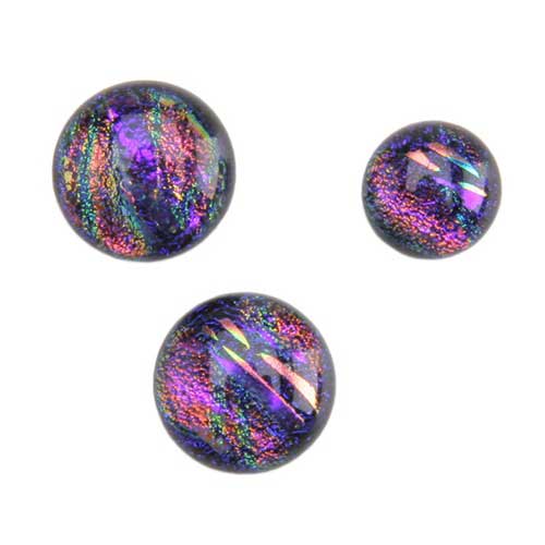 3 Dichroic Cabochons - Purple Medium - 12mm to 16mm