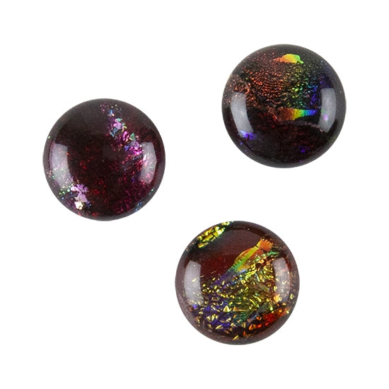 3  Dichroic Cabochons - Red Medium - 12mm to 16mm