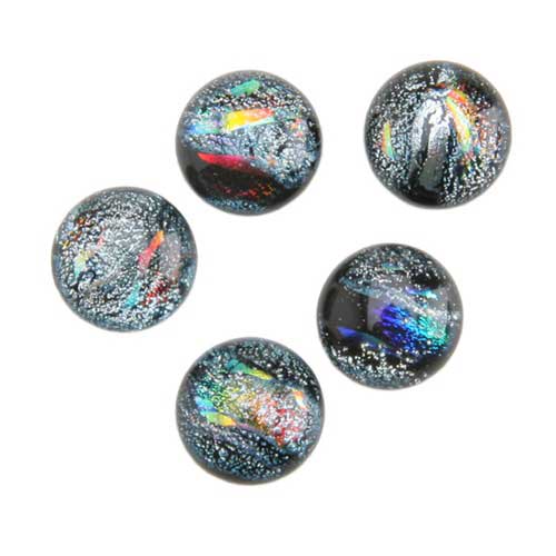 5 Dichroic Cabochons - Silver Small - 6mm to 10mm