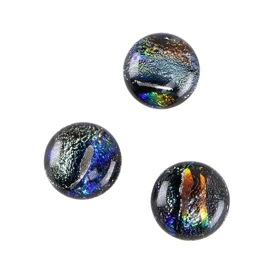 3 Dichroic Cabochons - Silver Medium - 12mm to 16mm