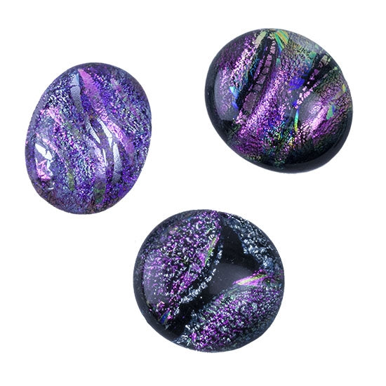 3 Dichroic Cabochons - Pink Large - 16mm to 20mm