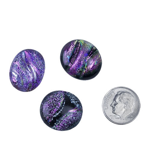 3 Dichroic Cabochons - Pink Large - 16mm to 20mm with dime