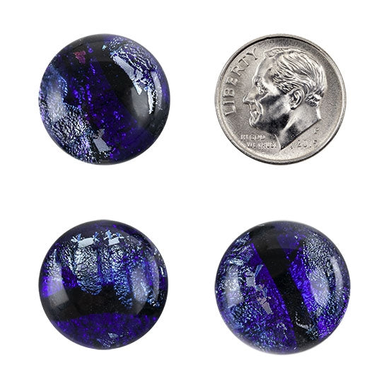 3 Dichroic Cabochons - Purple Large - 16mm to 20mm with dime