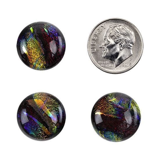 3 Dichroic Cabochons - Red Large - 16mm to 20mm with dime