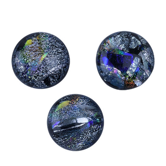 3 Dichroic Cabochons - Silver Large - 16mm to 20mm