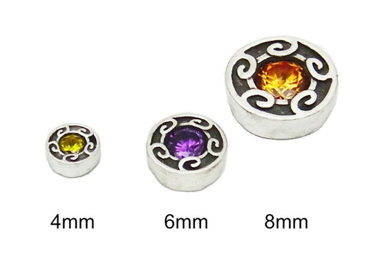 Wanaree Tanner Die Cut Tool Head - 8mm Swirl Frame silver bezel set stones 4mm, 6mm 8mm