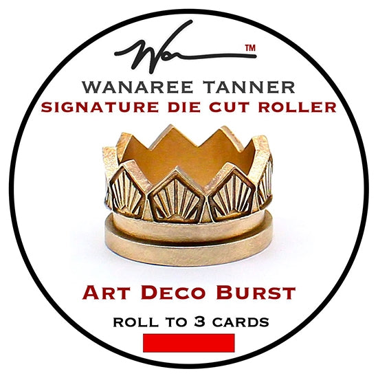 Wanaree Tanner Die Cut Roller Head - Deco Burst This Heirloom quality Die Cut Tool head is fashioned in sturdy, luminous bronze. Made to work with the Die Cut Roller handle. It is calibrated to both sculpt and cut unique dimensional ornamental elements in one fluid application.