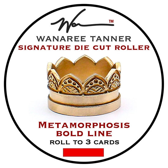 Wanaree Tanner Die Cut Roller Head - Metamorphosis Bold Line This Heirloom quality Die Cut Tool head is fashioned in sturdy, luminous bronze. Made to work with the Die Cut Roller handle. It is calibrated to both sculpt and cut unique dimensional ornamental elements in one fluid application.