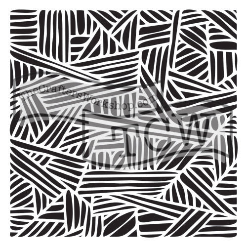 Design Stencil - Overlapping Stripes Enhance your enamel with our Design Stencils for Enameling.  Add flair and dimension to your enamel creations. Easy to clean and reuse! Emboss clay to create texture. Stencil is 6" x 6"