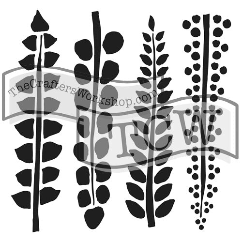 Design Stencil - Four Ferns Enhance your enamel with our Design Stencils for Enameling.  Add flair and dimension to your enamel creations. Easy to clean and reuse! Emboss clay to create texture. Stencil is 6" x 6"