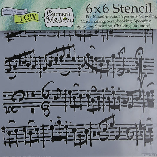 Design Stencil - Sheet Music Enhance your enamel with our Design Stencils for Enameling.  Add flair and dimension to your enamel creations. Easy to clean and reuse! Emboss clay to create texture. Stencil is 6" x 6"