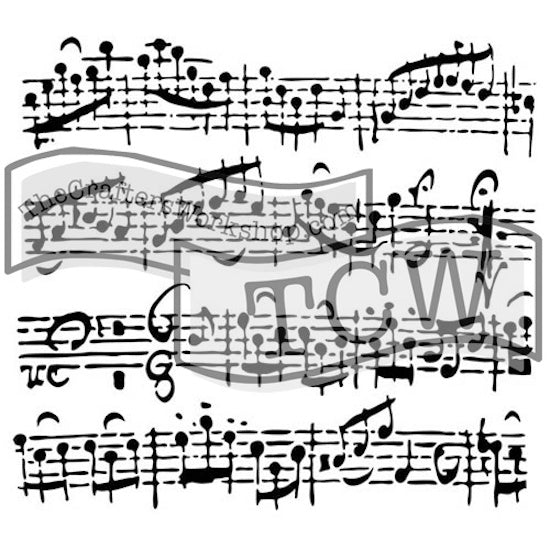 Design Stencil - Sheet Music Enhance your enamel with our Design Stencils for Enameling.  Add flair and dimension to your enamel creations. Easy to clean and reuse! Emboss clay to create texture. Stencil is 6" x 6"