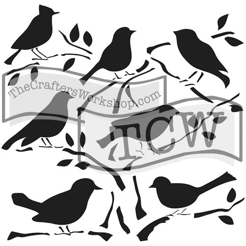 Design Stencil - Birds Enhance your enamel with our Design Stencils for Enameling.  Add flair and dimension to your enamel creations. Easy to clean and reuse! Emboss clay to create texture. Stencil is 6" x 6"