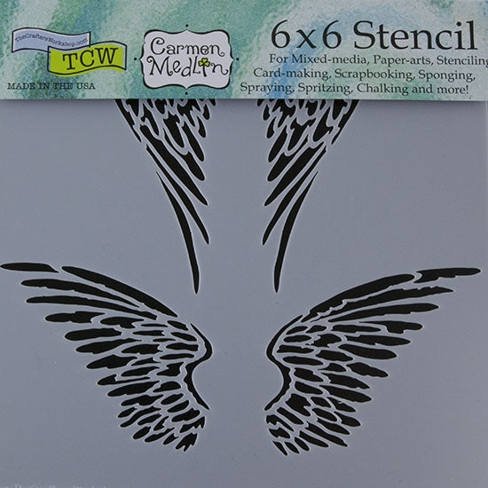 Design Stencil - Angel Wings Enhance your enamel with our Design Stencils for Enameling.  Add flair and dimension to your enamel creations. Easy to clean and reuse! Emboss clay to create texture. Stencil is 6" x 6"