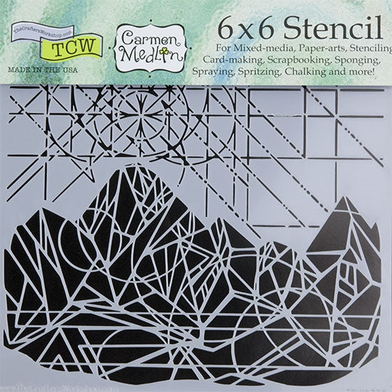 Design Stencil - Geometric Landscape Enhance your enamel with our Design Stencils for Enameling.  Add flair and dimension to your enamel creations. Easy to clean and reuse! Emboss clay to create texture. Stencil is 6" x 6"