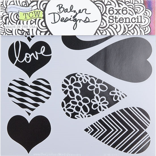 Design Stencil - Mini Mix & Match Hearts Enhance your enamel with our Design Stencils for Enameling.  Add flair and dimension to your enamel creations. Easy to clean and reuse! Emboss clay to create texture. Stencil is 6" x 6"