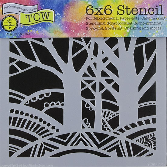 Design Stencil - Tree Paradise Enhance your enamel with our Design Stencils for Enameling.  Add flair and dimension to your enamel creations. Easy to clean and reuse! Emboss clay to create texture. Stencil is 6" x 6"