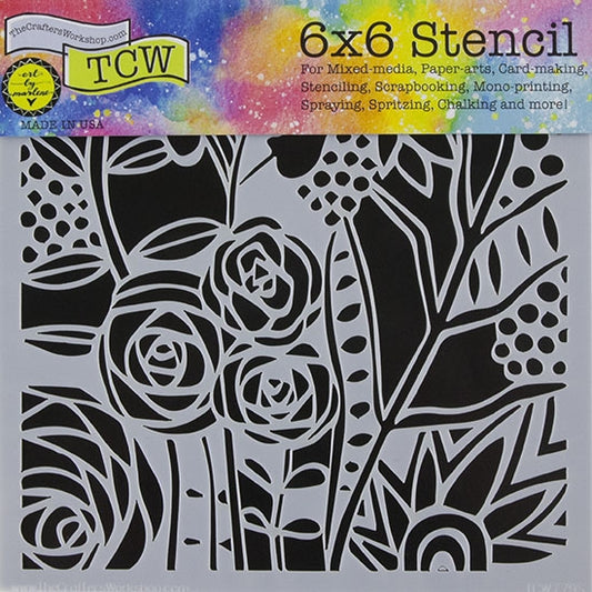 Design Stencil - Wild Roses Enhance your enamel with our Design Stencils for Enameling.  Add flair and dimension to your enamel creations. Easy to clean and reuse! Emboss clay to create texture. Stencil is 6" x 6"