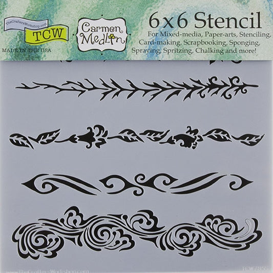 Design Stencil - Ornate Borders Enhance your enamel with our Design Stencils for Enameling.  Add flair and dimension to your enamel creations. Easy to clean and reuse! Emboss clay to create texture. Stencil is 6" x 6"