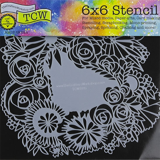 Design Stencil - Floral Statement Enhance your enamel with our Design Stencils for Enameling.  Add flair and dimension to your enamel creations. Easy to clean and reuse! Emboss clay to create texture. Stencil is 6" x 6"