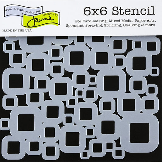 Design Stencil - Retro Squares Enhance your enamel with our Design Stencils for Enameling.  Add flair and dimension to your enamel creations. Easy to clean and reuse! Emboss clay to create texture. Stencil is 6" x 6"