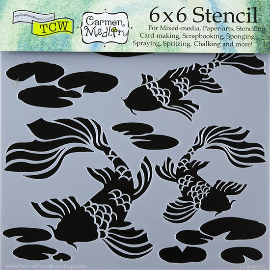 Design Stencil - Koi Pond Enhance your enamel with our Design Stencils for Enameling.  Add flair and dimension to your enamel creations. Easy to clean and reuse! Emboss clay to create texture. Stencil is 6" x 6"