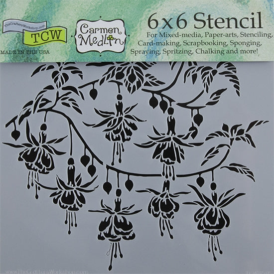 Design Stencil - Fuchsia Enhance your enamel with our Design Stencils for Enameling.  Add flair and dimension to your enamel creations. Easy to clean and reuse! Emboss clay to create texture. Stencil is 6" x 6"