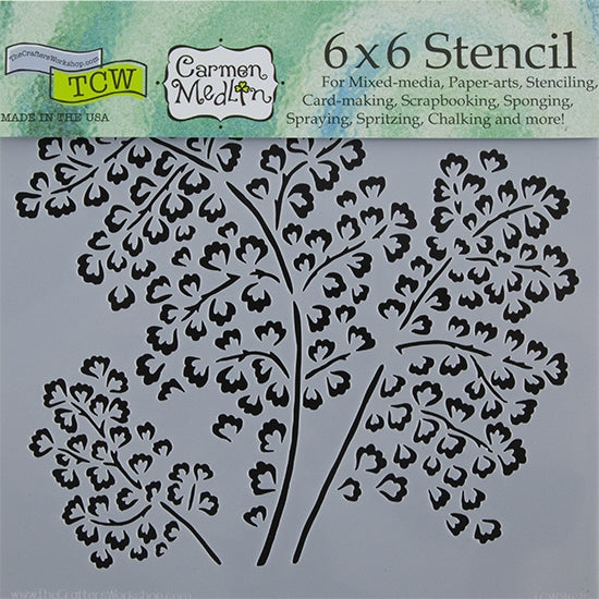 Design Stencil - Maidenhair Fern Enhance your enamel with our Design Stencils for Enameling.  Add flair and dimension to your enamel creations. Easy to clean and reuse! Emboss clay to create texture. Stencil is 6" x 6"