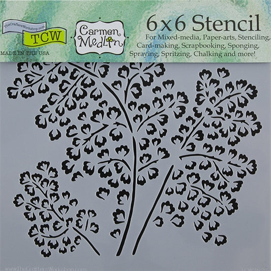 Design Stencil - Maidenhair Fern Enhance your enamel with our Design Stencils for Enameling.  Add flair and dimension to your enamel creations. Easy to clean and reuse! Emboss clay to create texture. Stencil is 6" x 6"