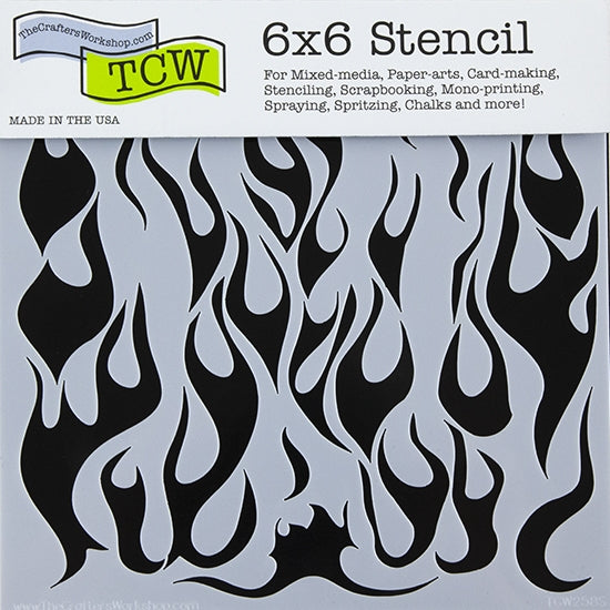 Design Stencil - Flames Enhance your enamel with our Design Stencils for Enameling.  Add flair and dimension to your enamel creations. Easy to clean and reuse! Emboss clay to create texture. Stencil is 6" x 6"