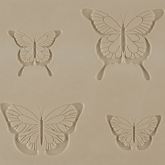 Jewelry Artist Elements - Texture - Butterfly. Embossed elements. Impress clay, then use a Jewelry Shape Template for the shape or cut out with a needle tool. Jewelry Artist Elements are flexible, washable and can be used with any soft clay. Spritz with CoolSlip or dust on Dry Powder Release for stick-free impressions when using metal clay and polymer clay.