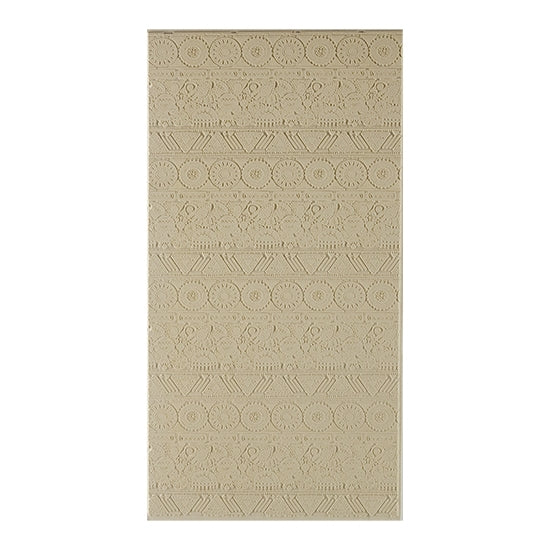 Long Mega Texture Tile - Czech Carpet Even longer than our Mega Tiles, these textures measure 6" x 12" which makes them perfect for both large and small projects. Long Mega Texture Tiles are flexible, washable and can be used with any soft clay. Spritz with CoolSlip or dust on Dry Powder Release for stick-free impressions when using metal clay and polymer clay.